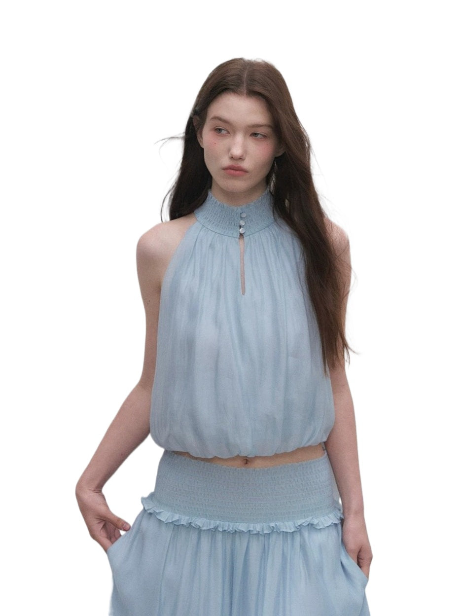 Lyocell Bubble Halter Top &amp; Skirt Set
