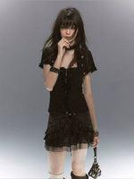 Studded Tiered Skirt