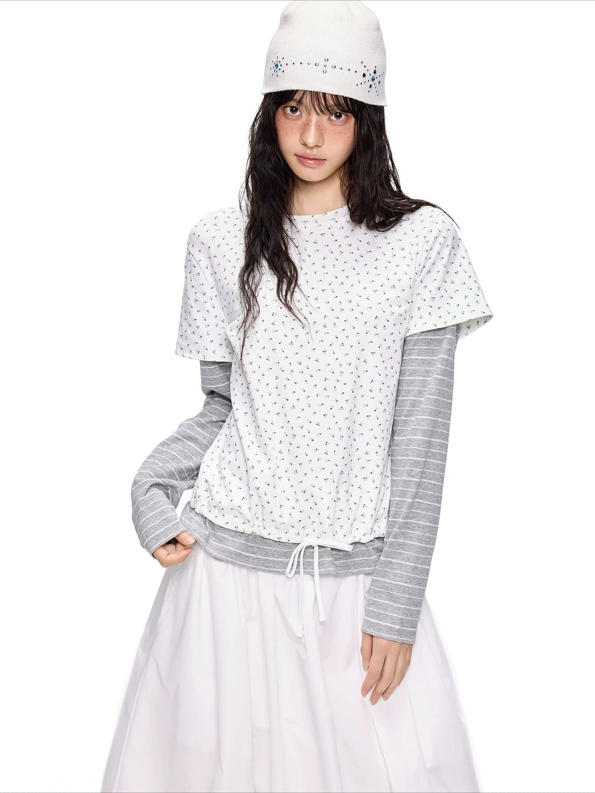 Floral Layered Stripe Tee