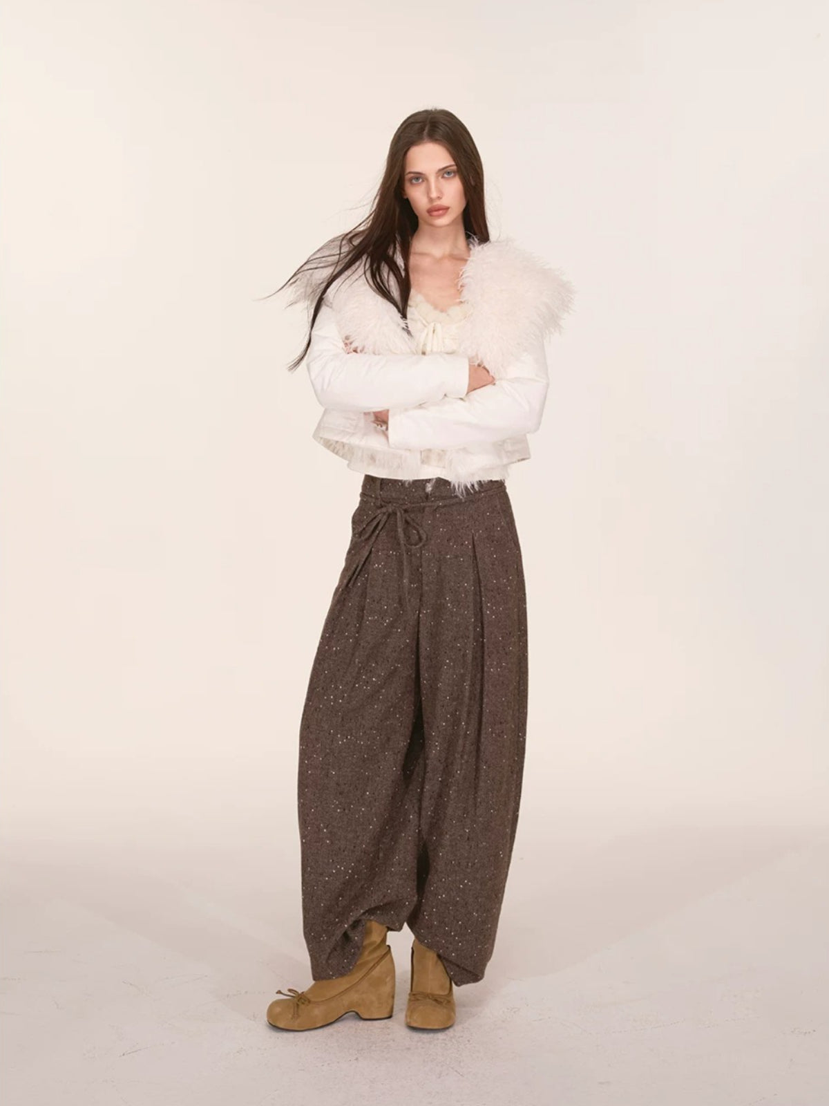 Faux Fur Collar Cropped Down Jacket