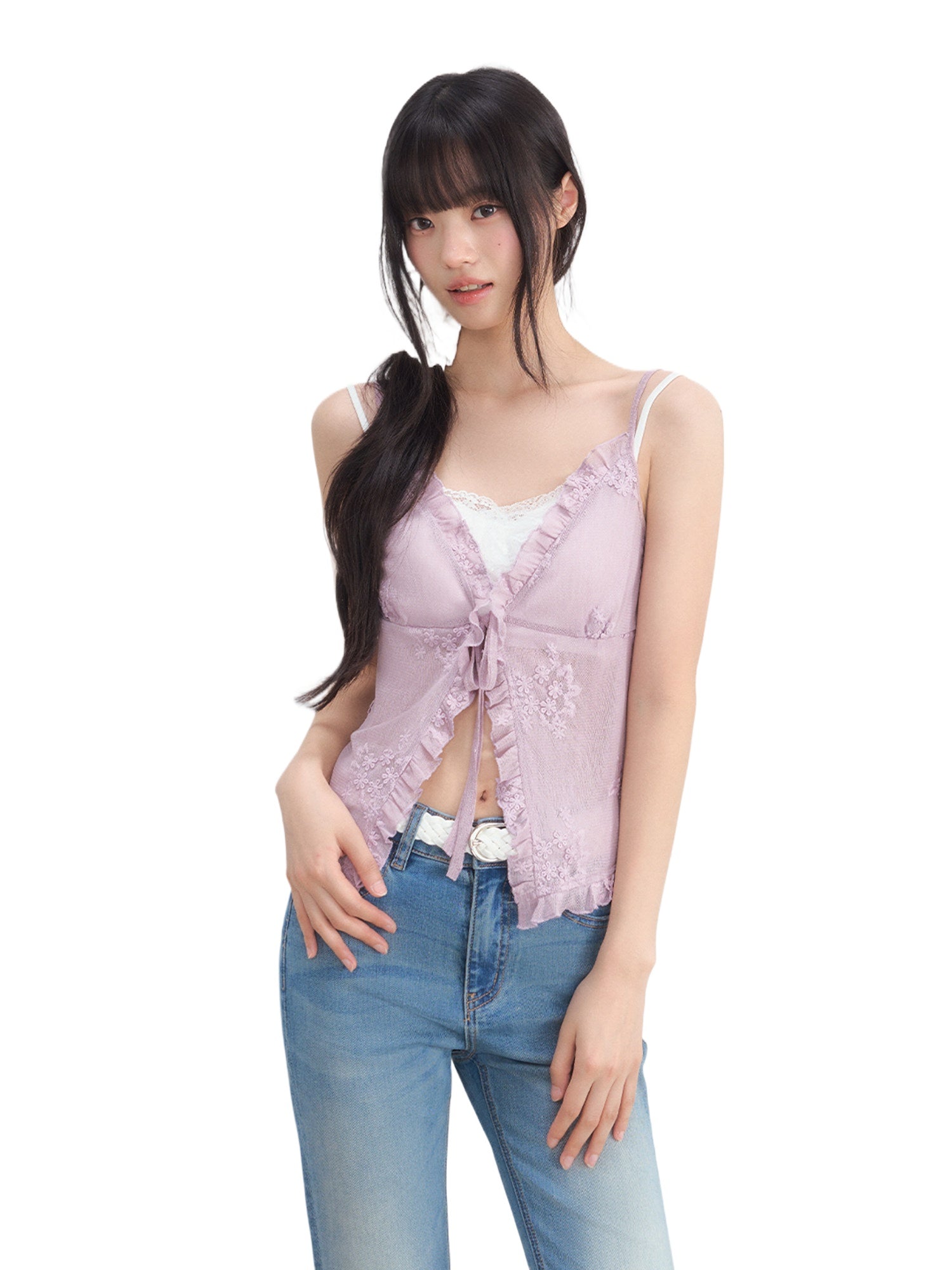 Purple Lace Layered Top Set
