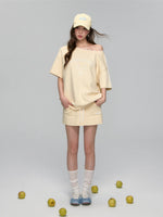 Cream-colored Embroidered Visor Cap