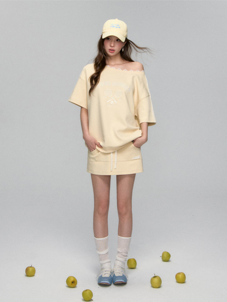 Cream-colored Embroidered Visor Cap