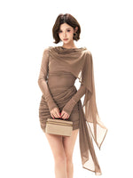 Asymmetric Mesh Knit Dress