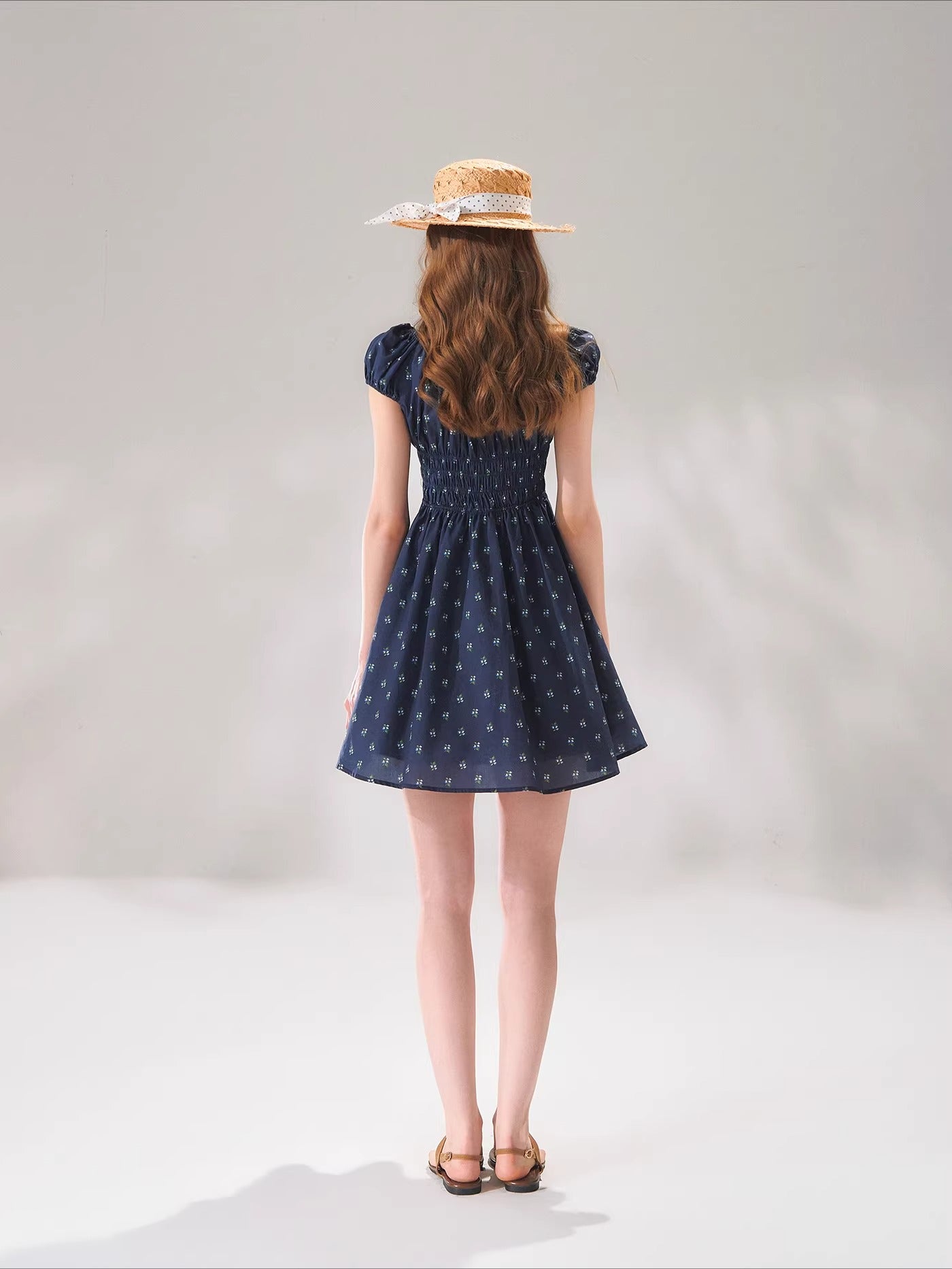 French Floral Tie Waist Dress