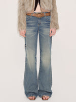 Blue Denim Flared Pants