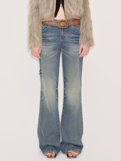 Blue Denim Flared Pants