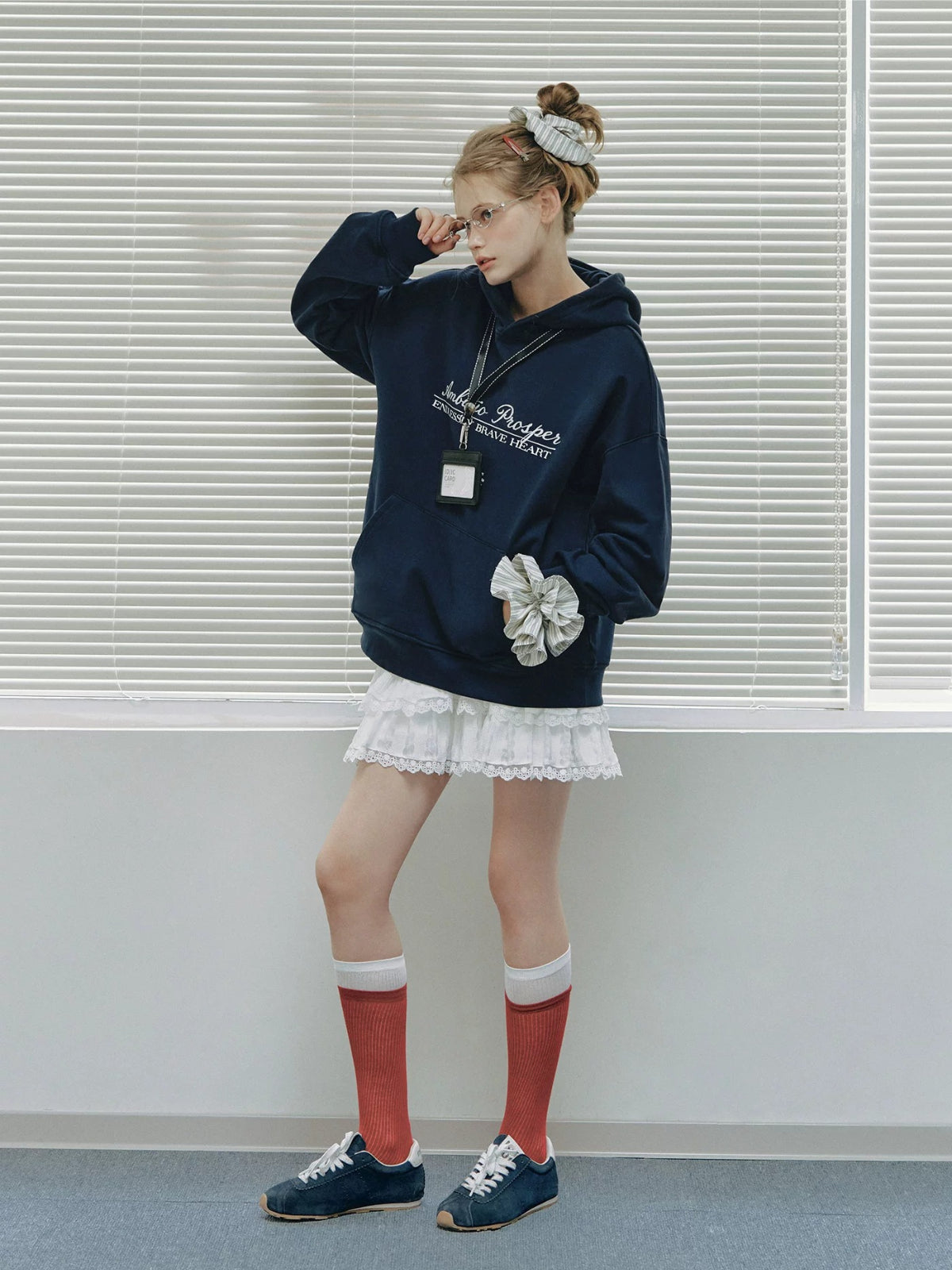College Embroidered Cotton Hoodie