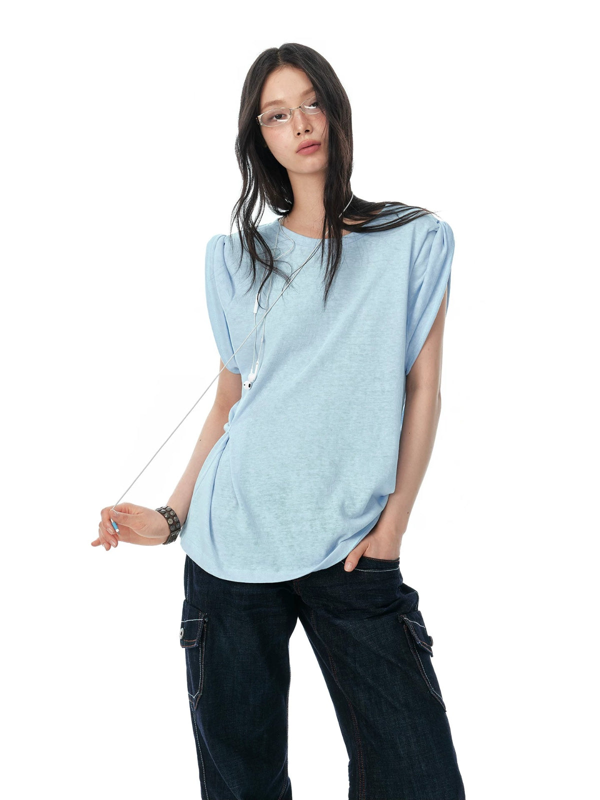 Textured Cotton Sleeveless T-Shirt