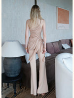 Lace Tie Top Flare Pants Set