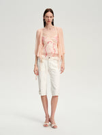 Contrast-Stitch White Cropped Jeans