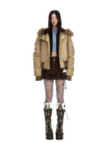 Vintage Hooded Fur Collar Down