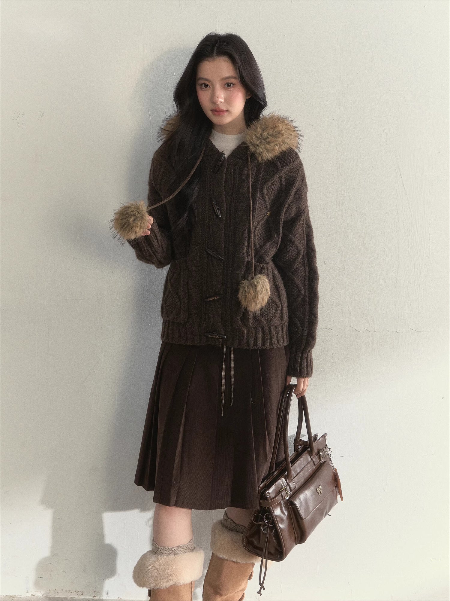 Wool Cable Hooded Sweater