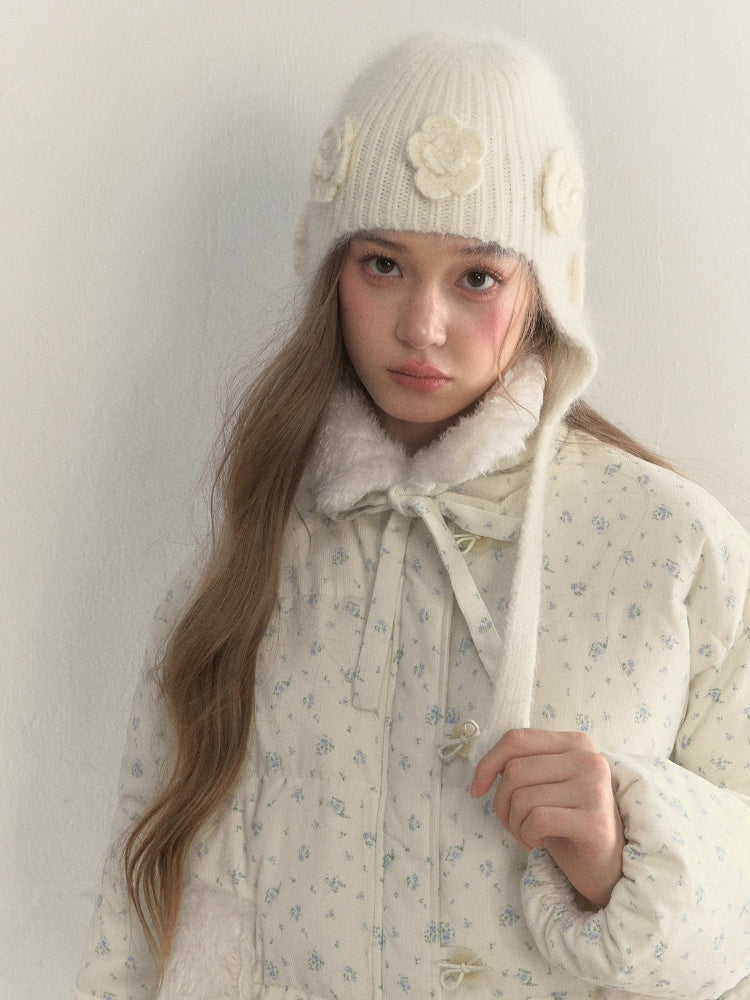 Angora Floral Beanie