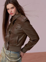Cropped PU Leather Moto Jacket