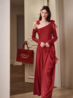 Berry Glaze Off-Shoulder Knit Maxi Dress