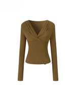 Ruched V-Neck Fitted Layering T-shirt