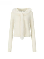 Fox Fur Trim Wool Cardigan