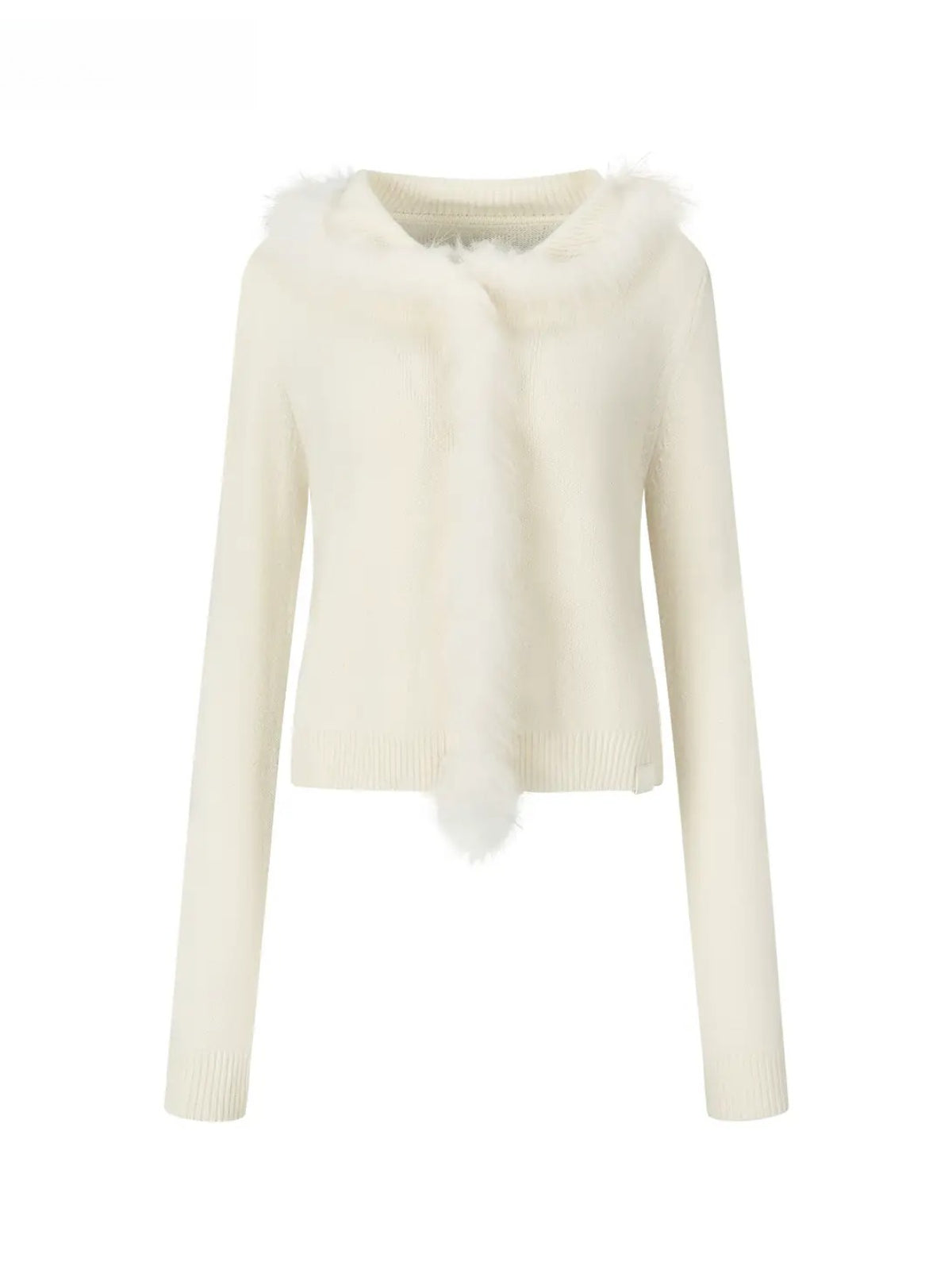 Fox Fur Trim Wool Cardigan
