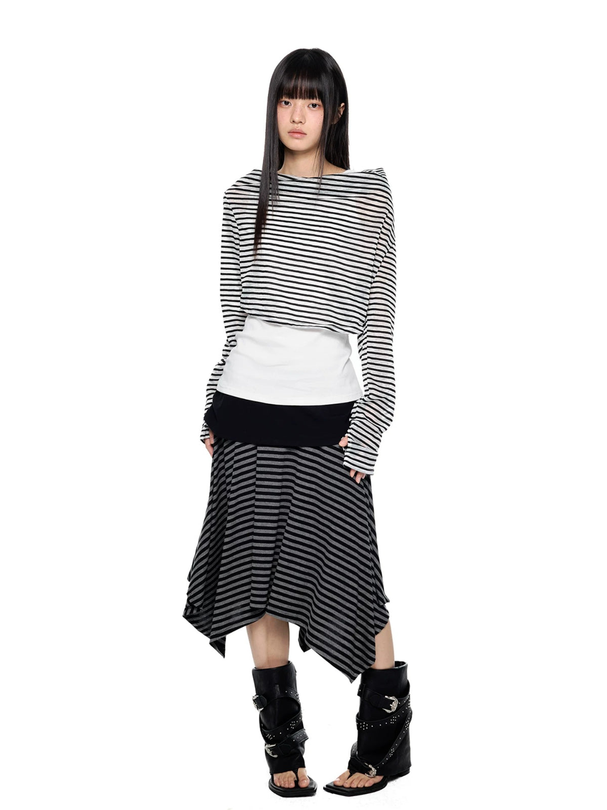 Asymmetric Striped Layering Top