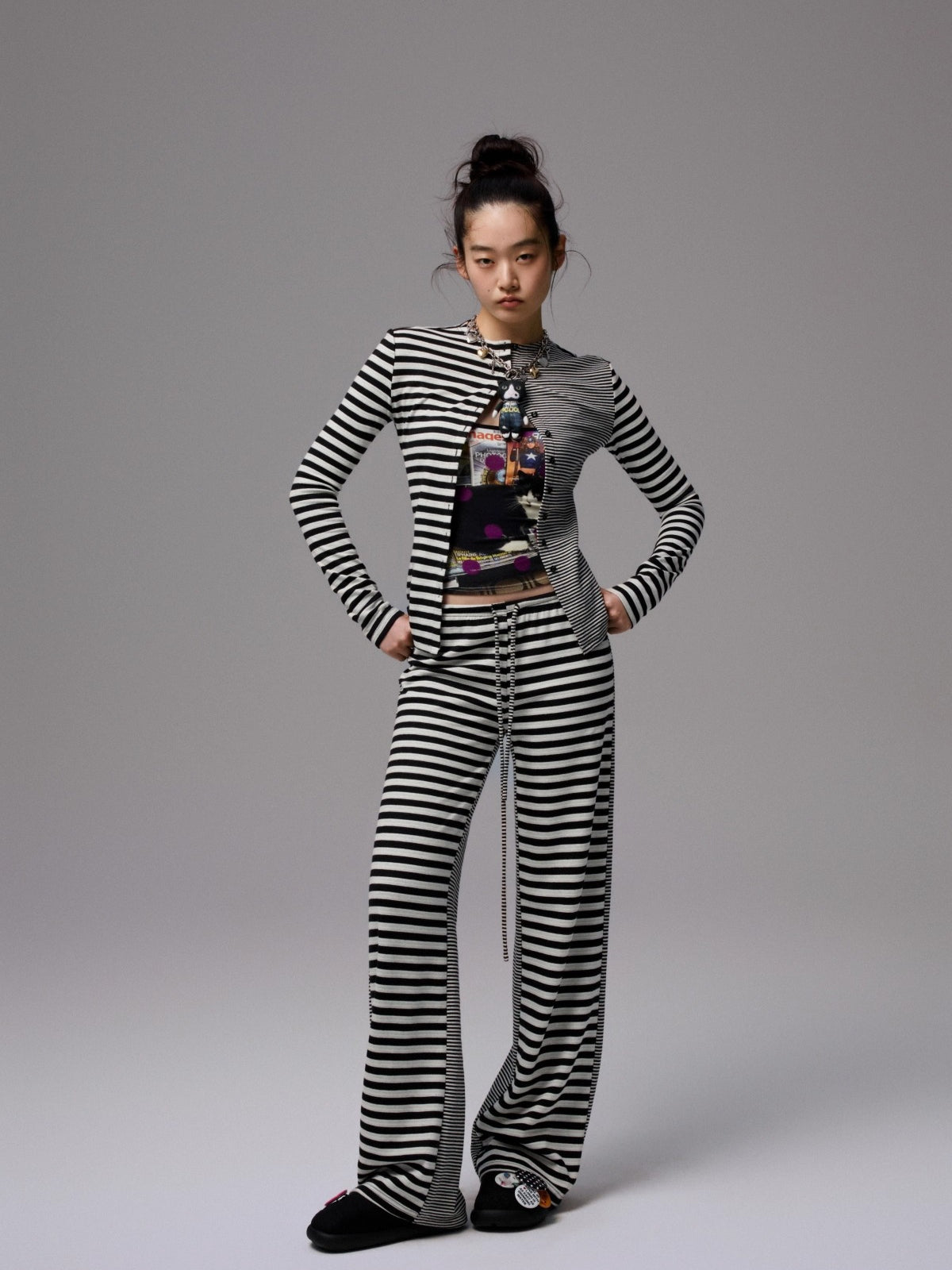 Double-Face Striped Knit 3-Piece Set