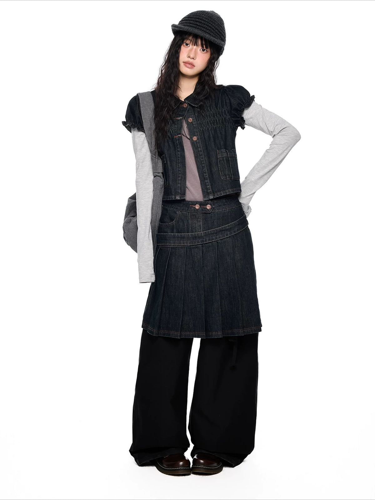 Puff Sleeve Denim Set