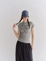 Embroidered Ruched T-Shirt