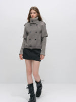 Faux-layered Cape Knit Jacket