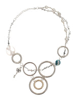 Button Silver Ring Chain Choker Necklace