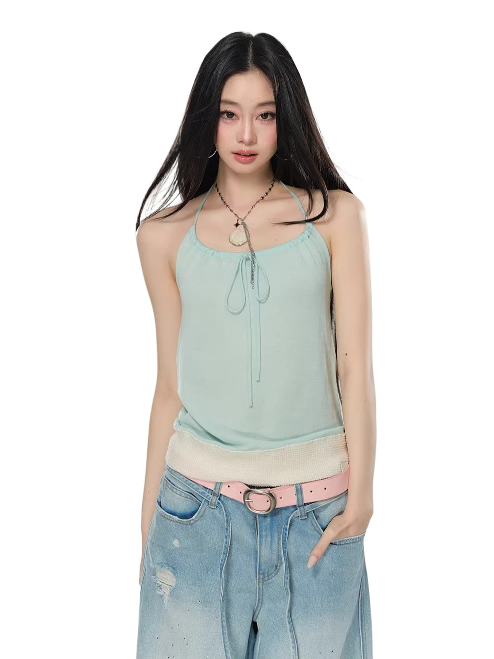 Contrast Halter Knit Top