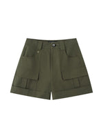 Multi-Pocket Rolled Hem Cargo Shorts