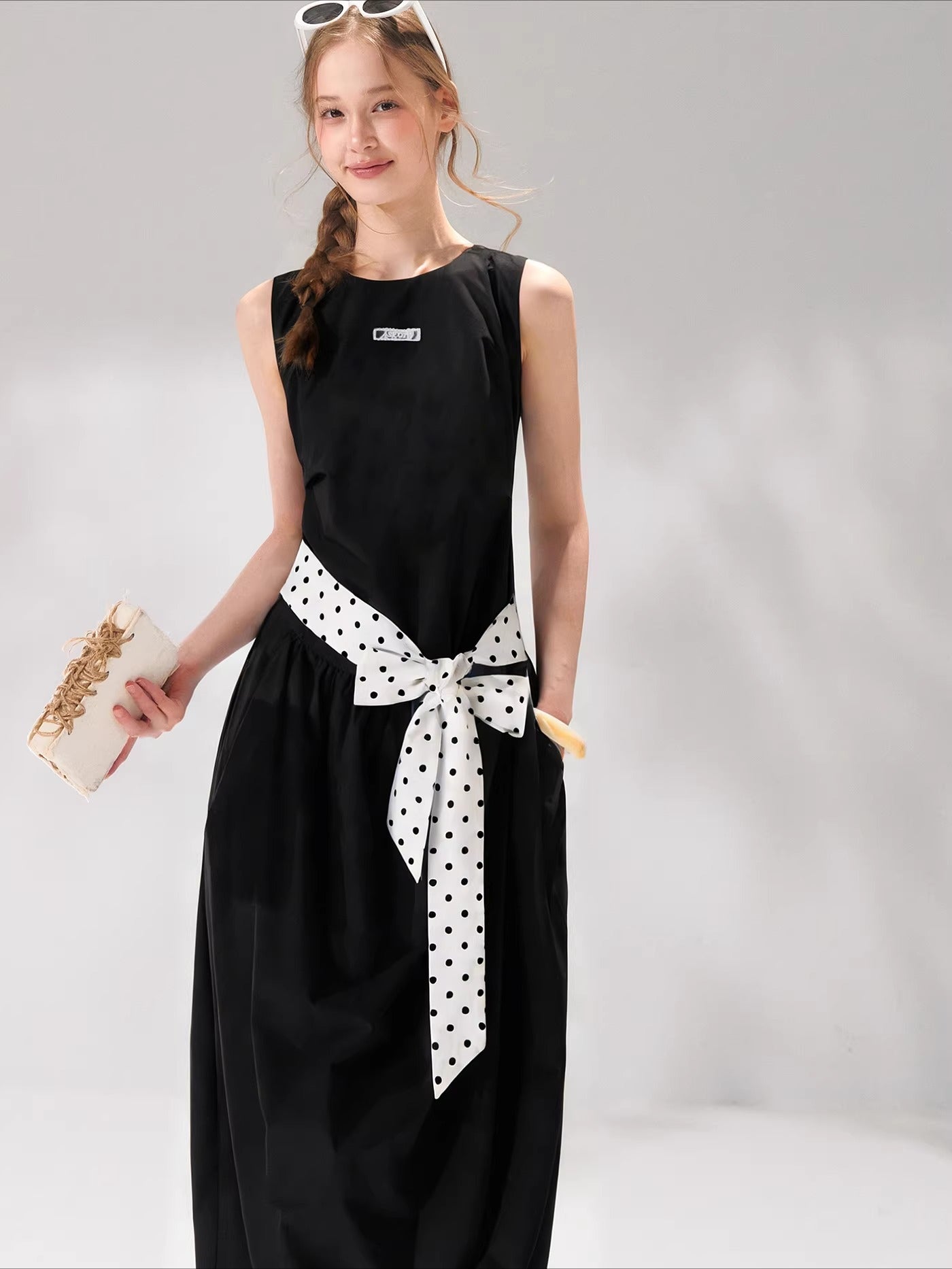 Polka Tie Midi Dress