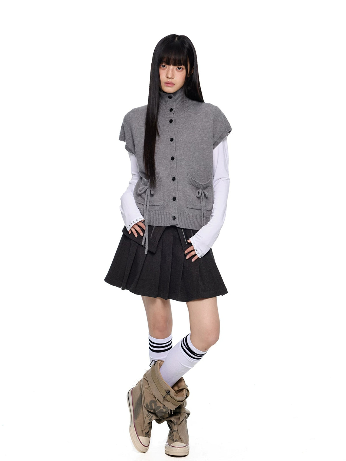 Korean Wool Knit Vest Cardigan