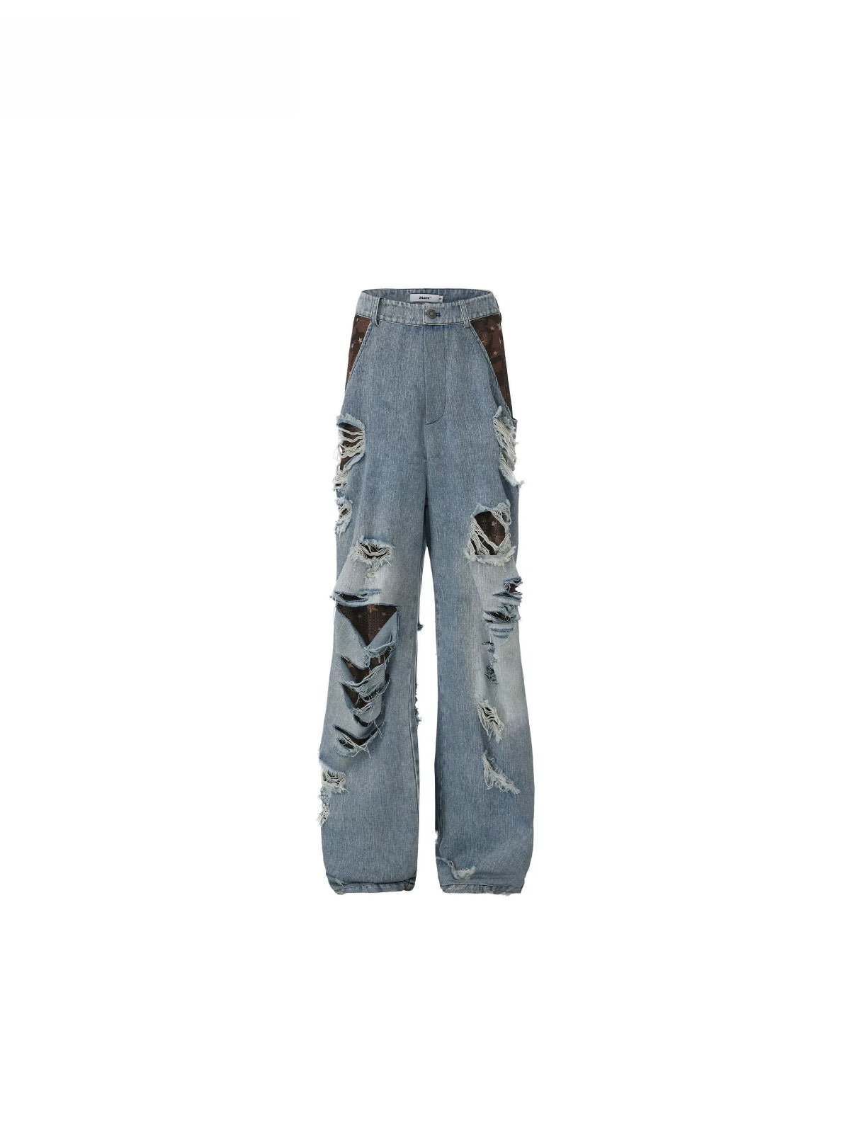 Distressed Patchwork Wide Leg Jeans