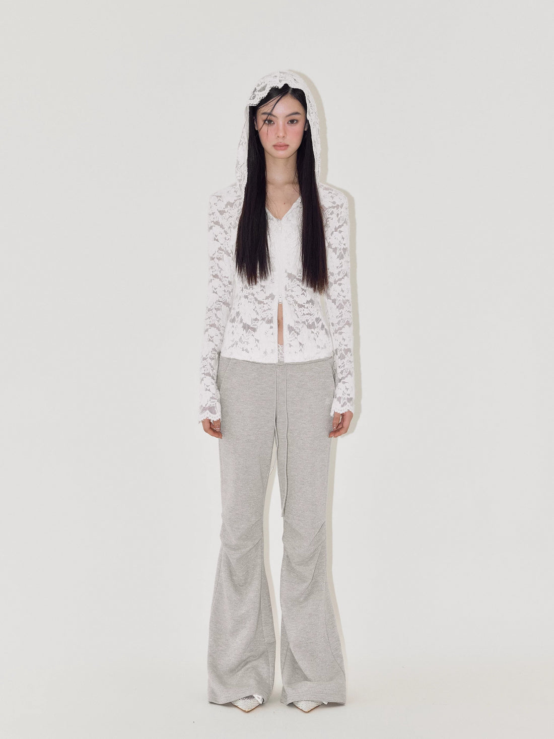 Jacquard Lace Hooded Top