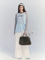 Striped Embroidery Top