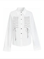 Lace-Up Bow Detail Relaxed Shirt