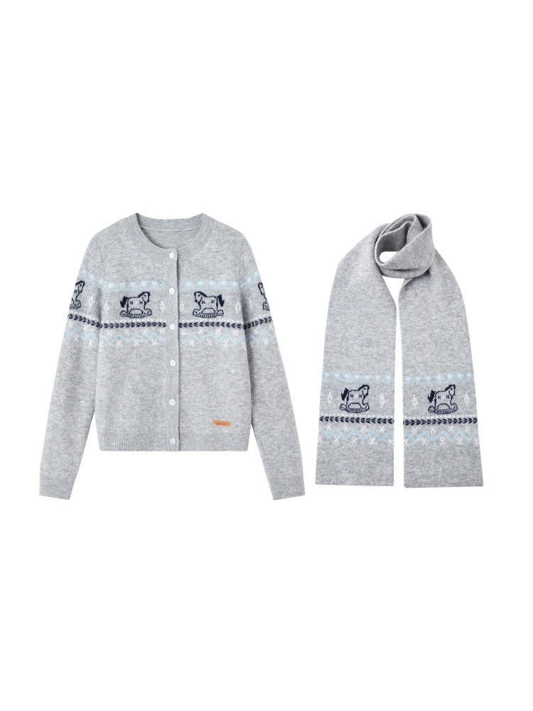 Fair Isle Cardigan &amp; Scarf Set