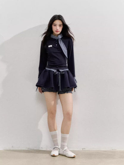 Bow-Tie Sweatshirt &amp; Puffy Skirt Set