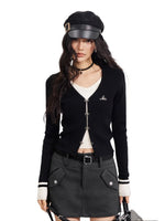 V-Neck Fake Two-piece Knit Top