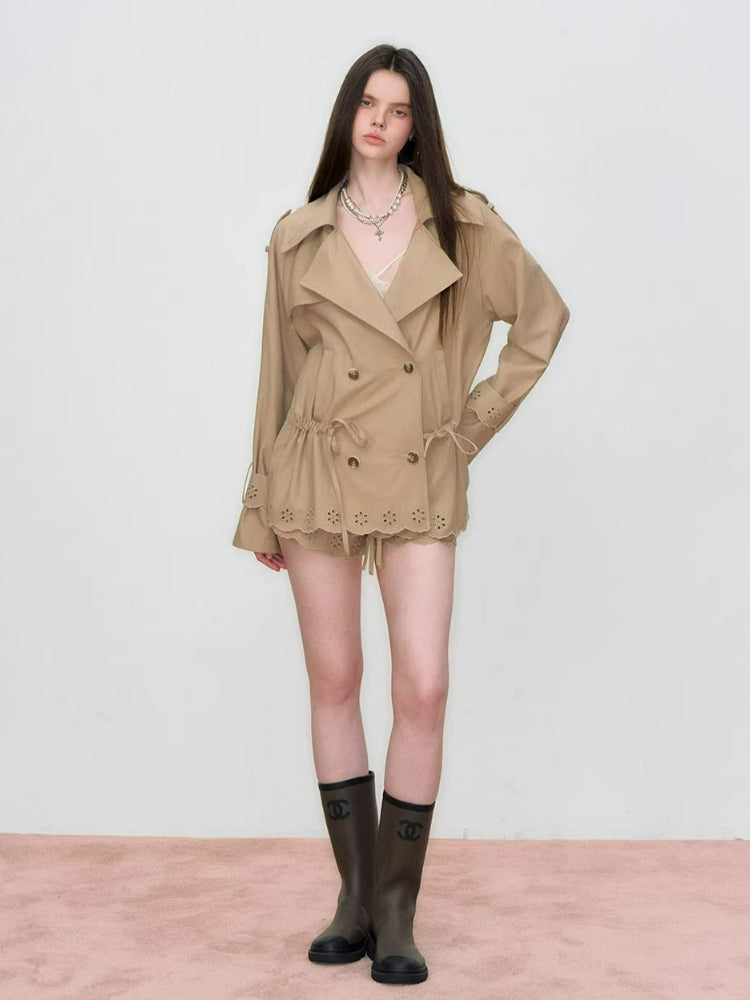 Embroidered Drawstring Utility Jacket