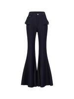 Washed Ruffle Flare Denim Jeans