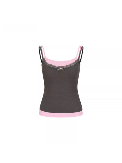 Contrast Lace Strap Tank