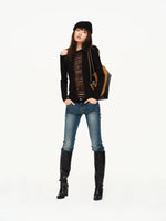 Two-Tone Openwork Merino Wool Sweater