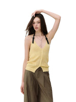 Icy Knit Halter V-neck Top