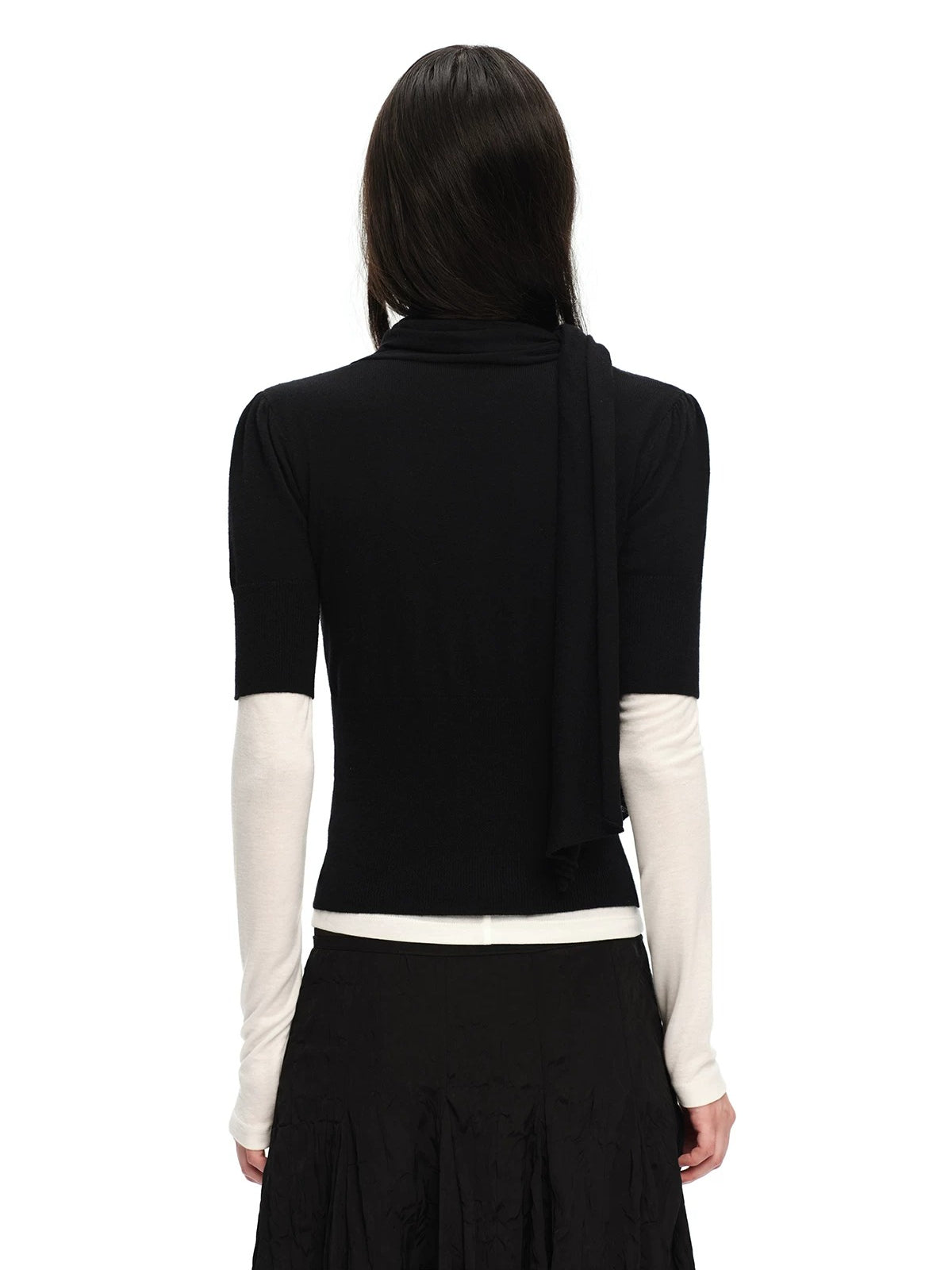 Scarf Sleeve Knit Top