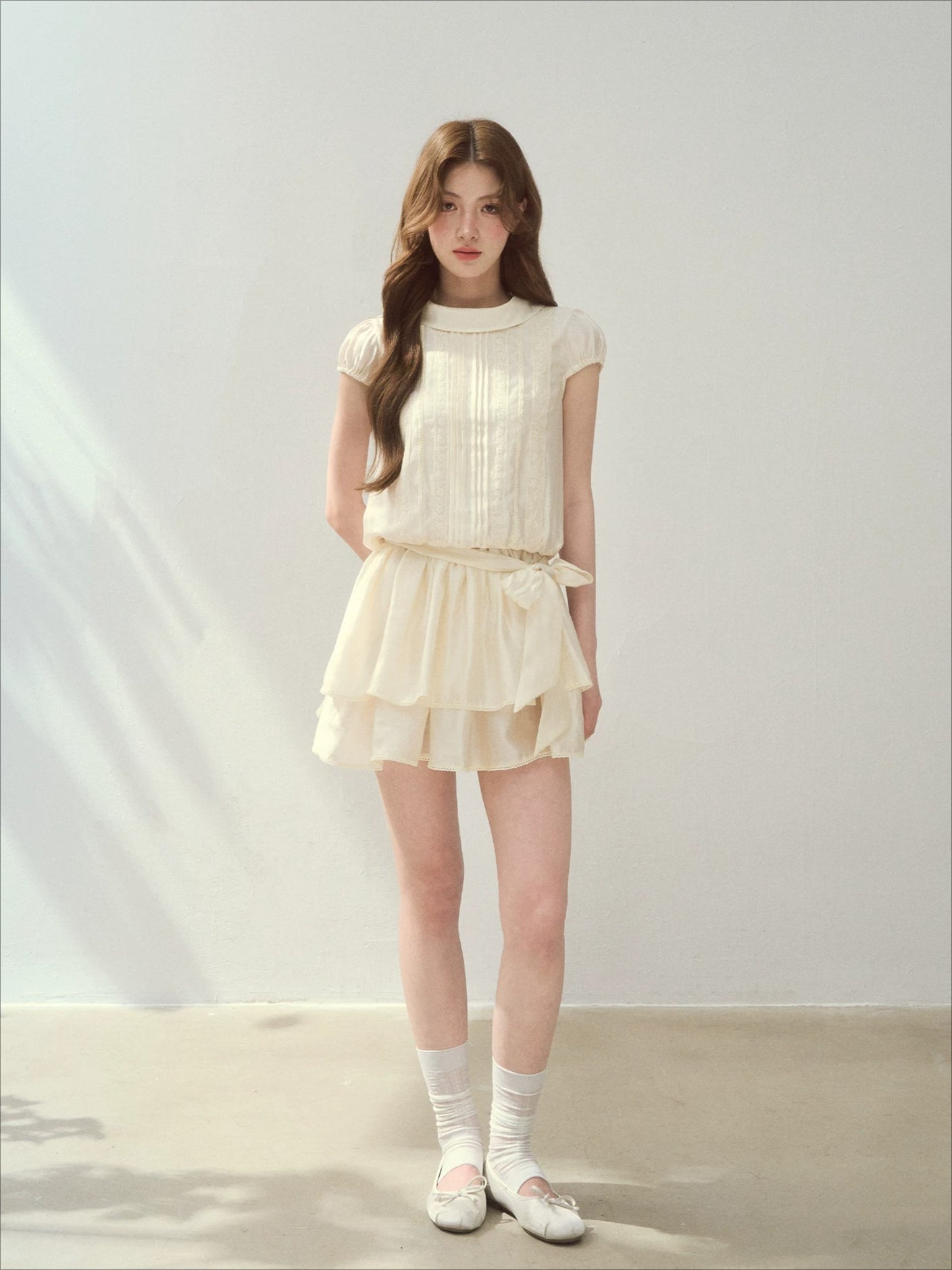 “Afternoon Study” Lyocell Lace Pleated Dress