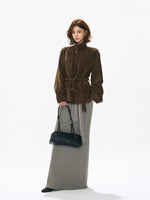 Vintage Stand Collar Belted Utility Jacket