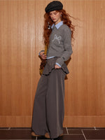 Bow Appliqué Round-Neck Knit Cardigan