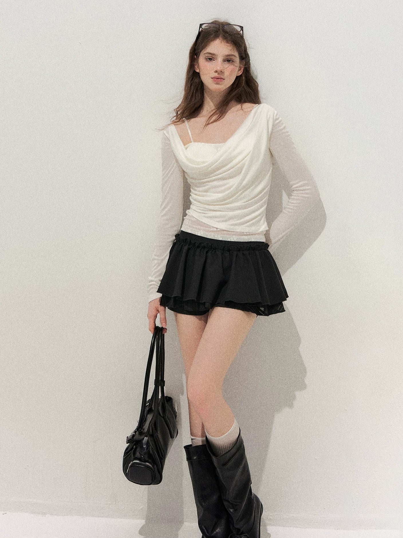 Tencel-Wool One-Shoulder Top